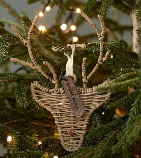 Rustic Rattan Rudolph Ornament