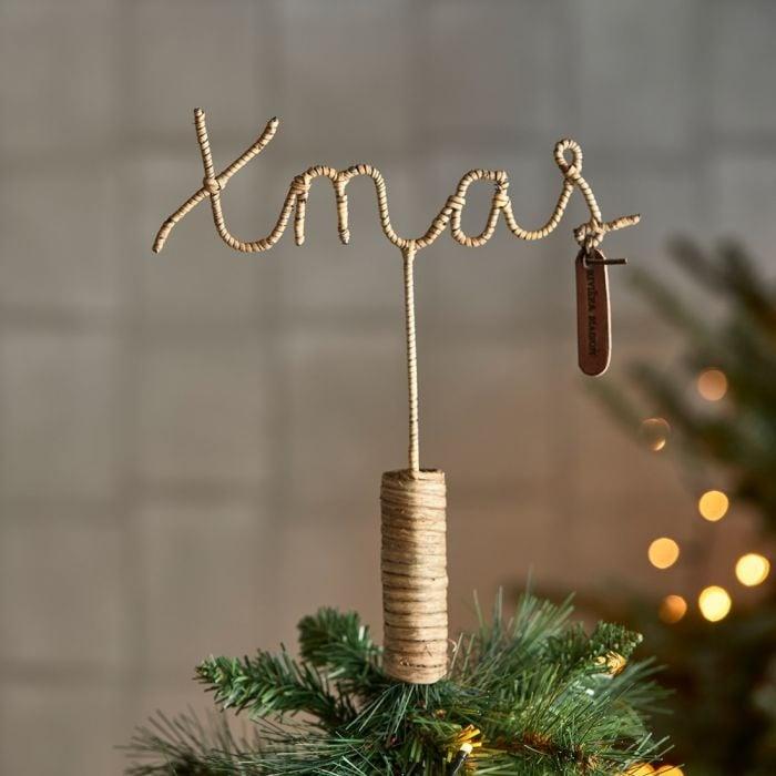 Rustic Rattan Xmas Tree Topper RM