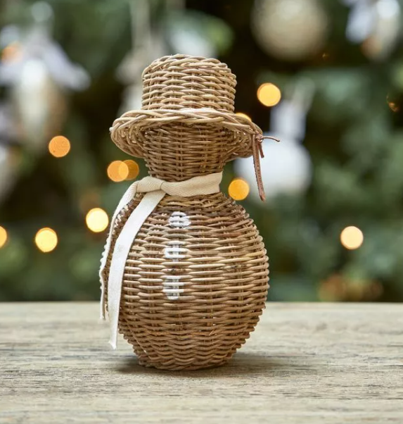 Dekofigur Rustic Rattan Snowman - 0