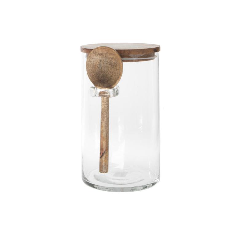 Glasgefäss mit Deckel und Löffel